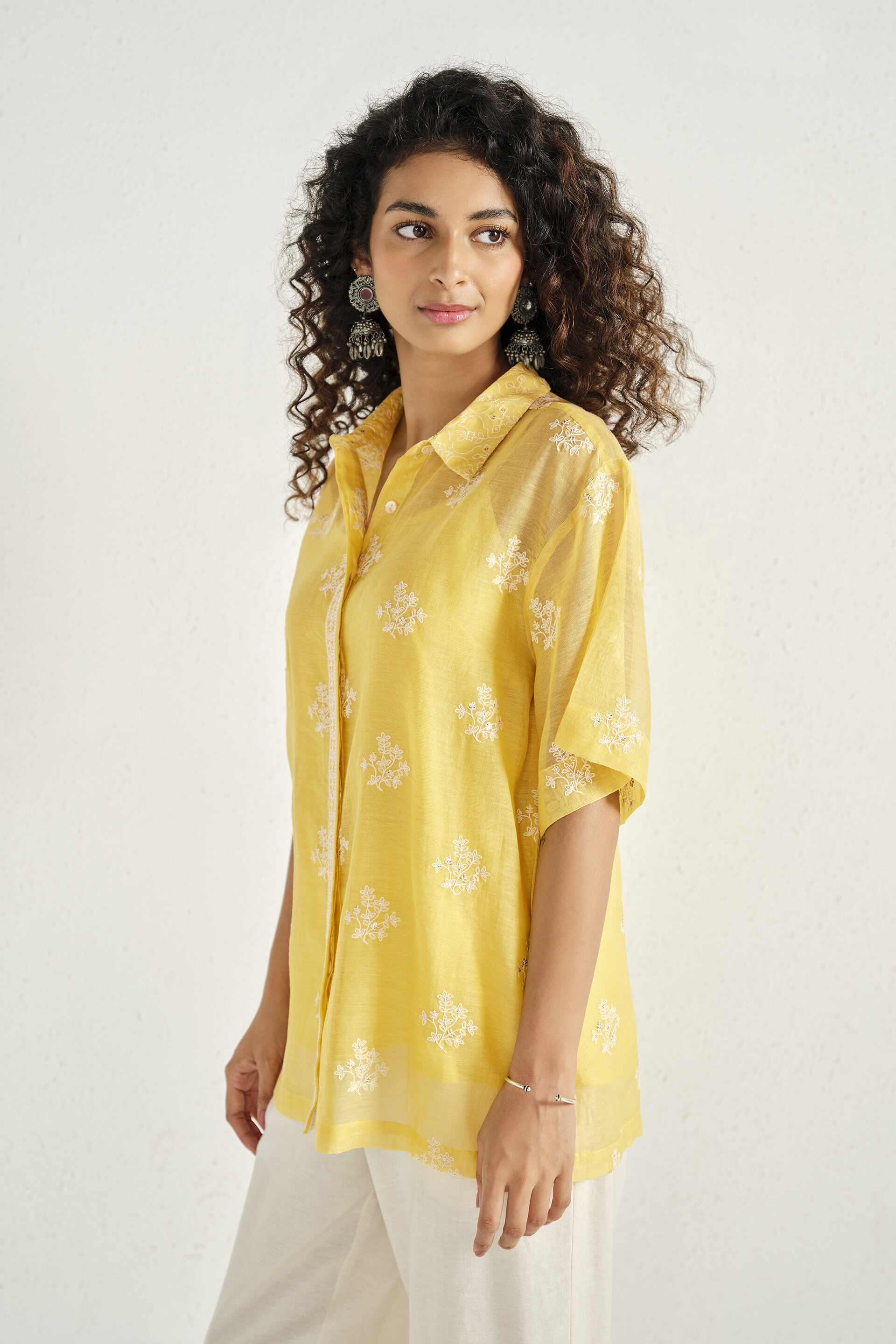 Lemon Meadow Embroidered Top, Yellow, image 2